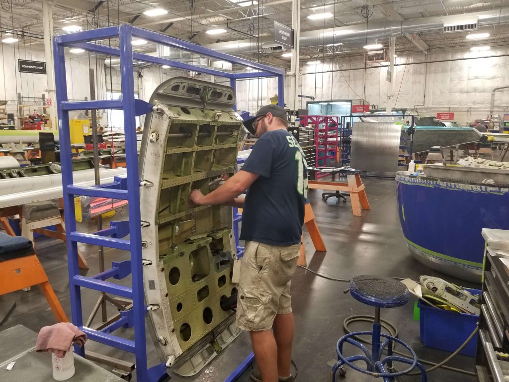 B737 door undergoing repair