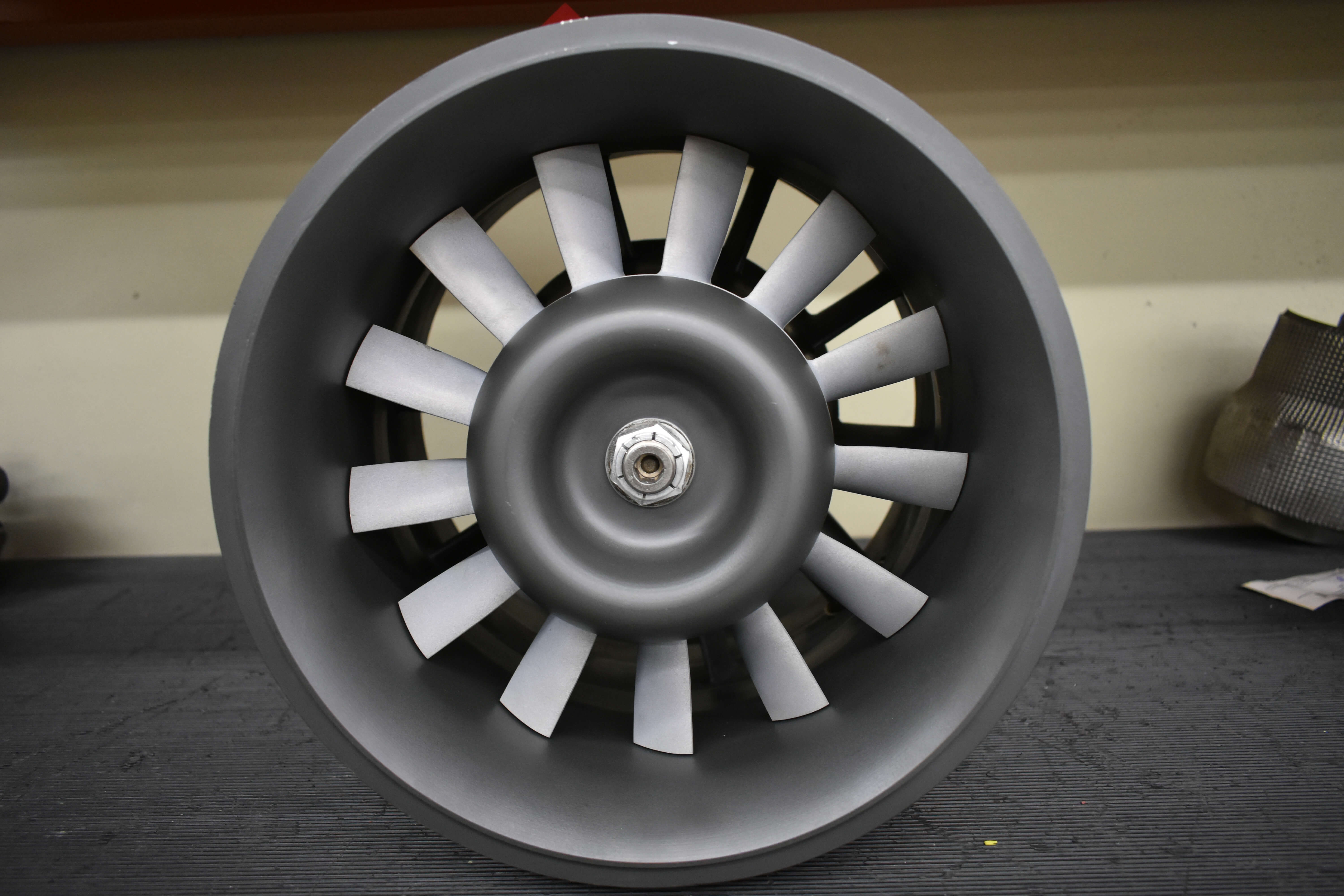 Outgoing B737 turbine driven vane axial fan after functional test and inspection