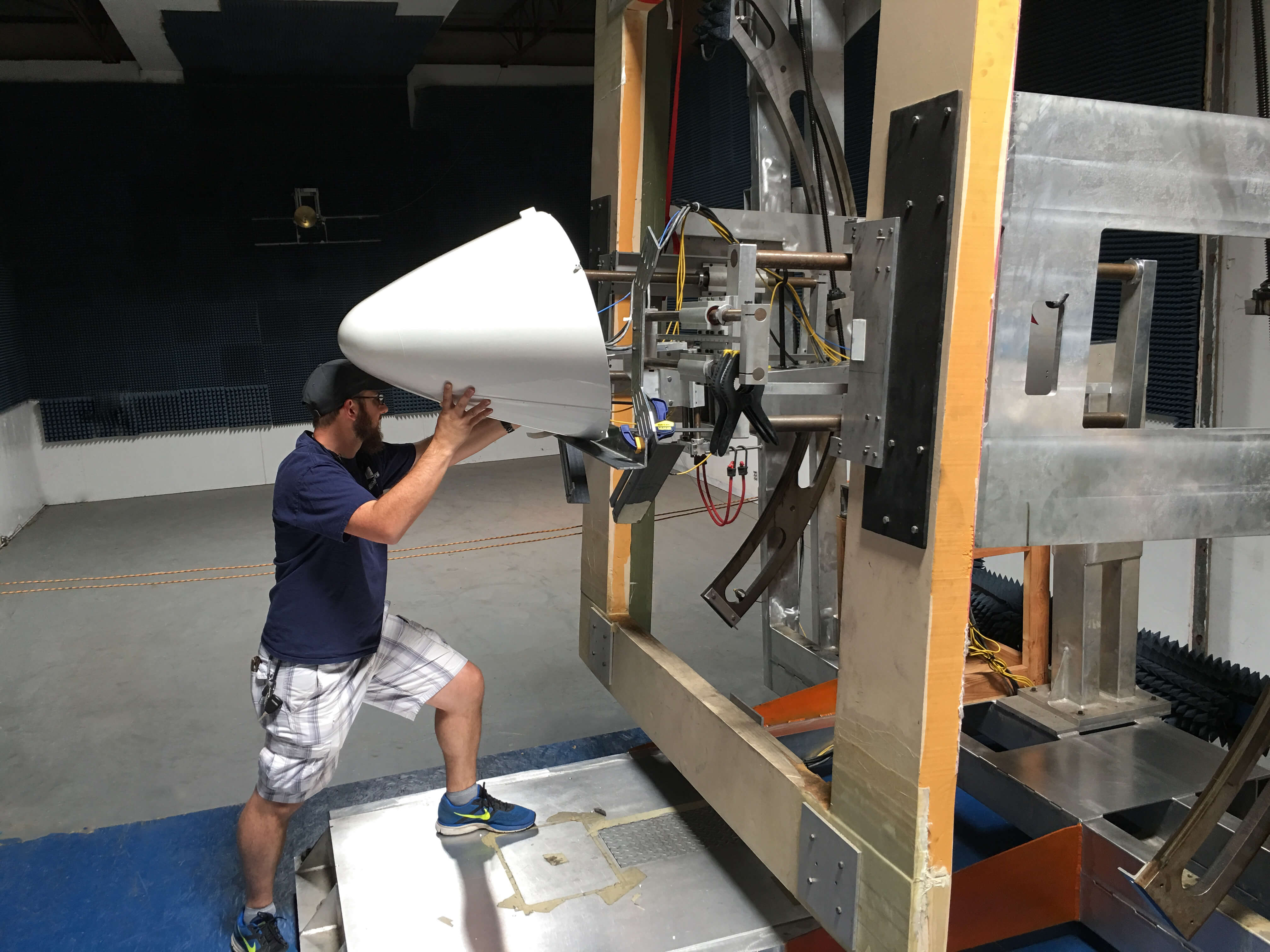 Installing a EMB145 Radome on the radar range for testing