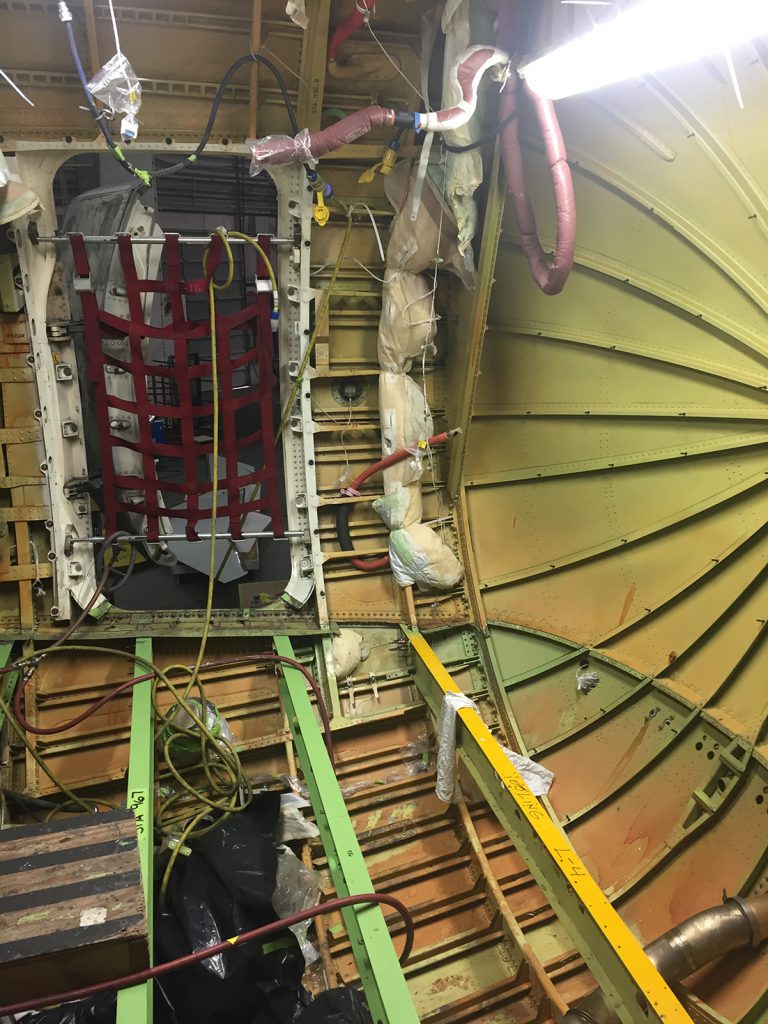 Floor beam installation on aircraft transition