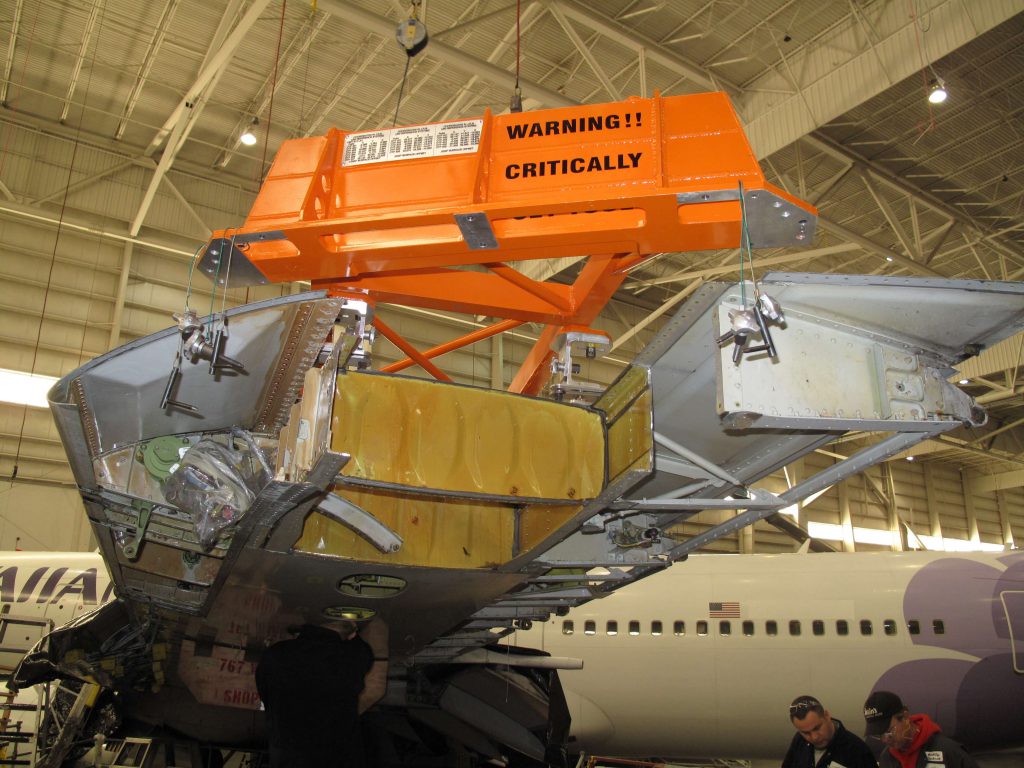 Critical work step in an intricate multifaceted 10 day 767 Winglet installation