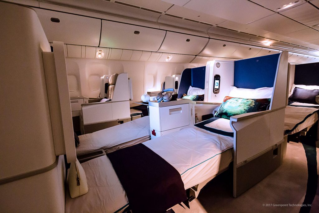 Lay-flat seating of recent VIP aircraft completion (photo courtesy of Greenpoint Technologies)